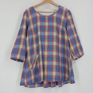FLAX Plaid Linen Tunic